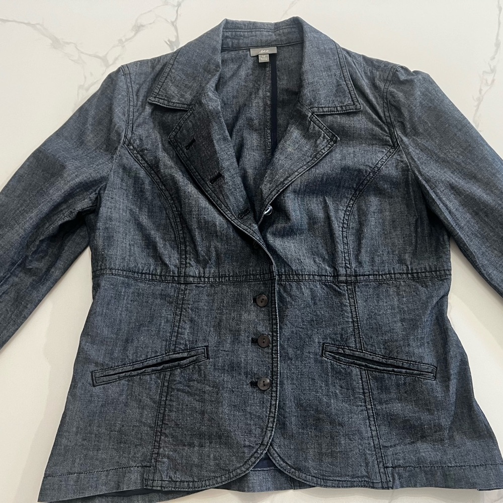 J.Jill Jacket and pants set  Blue 100% Cotton Denim Like size 14 great condition - Picture 2 of 14